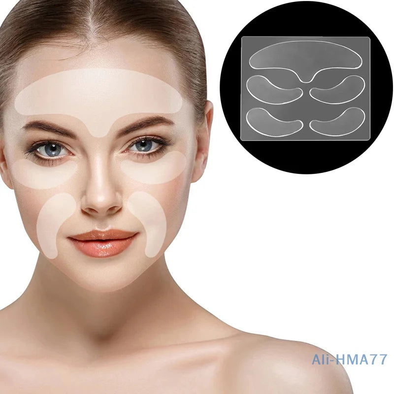 5 Peças rosto, testa, pescoço e olhos. Anti rugas, envelhecimento é reutilizável e melhora a aparência da pele.